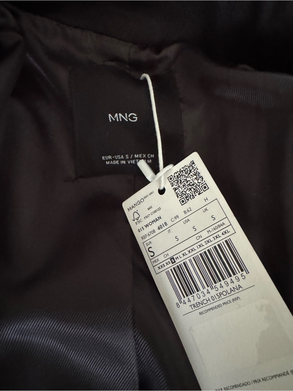 Mango Black Belted Trench Coat Small BNWT - Picture 12 of 12